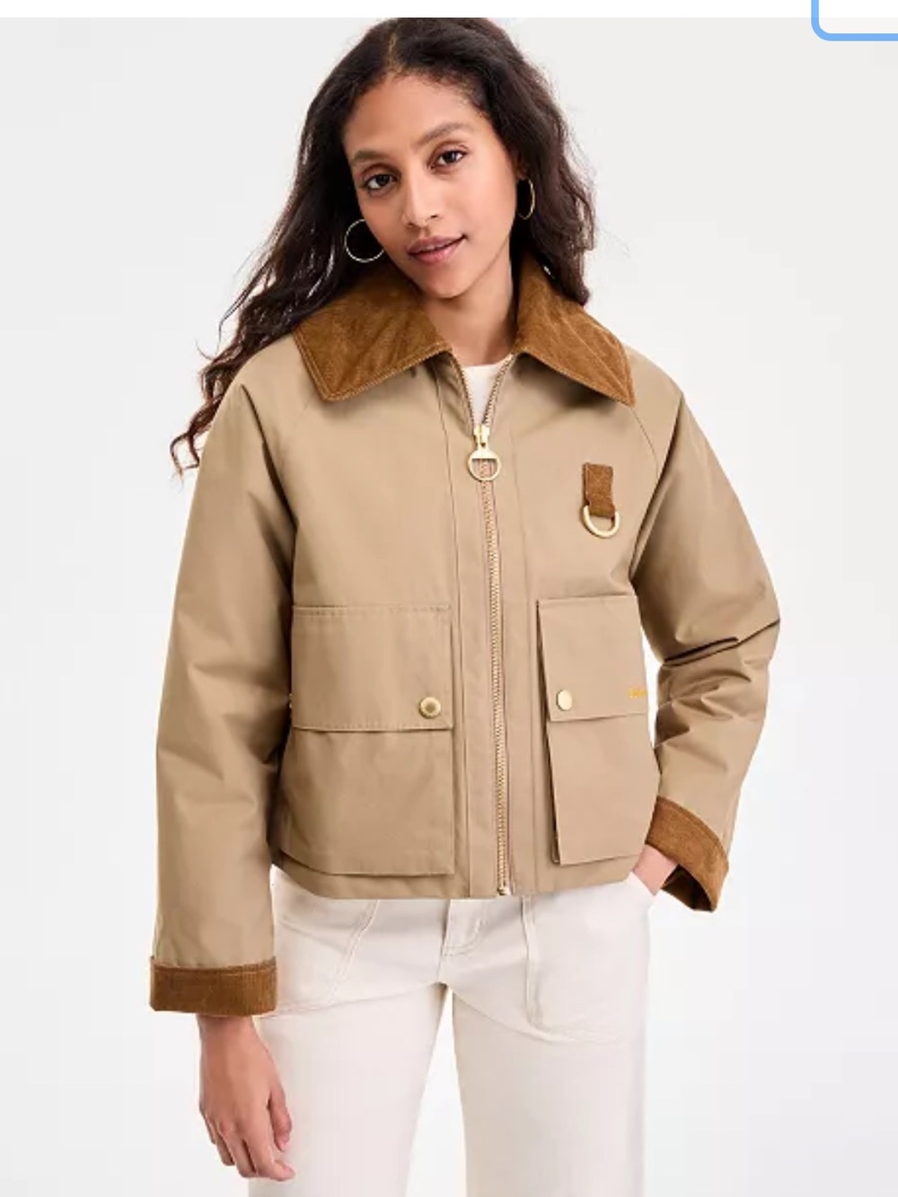 NWT Brand new BARBOUR 12 US Nora Casual Jacket Brown Tan Gold Cotton Preppy